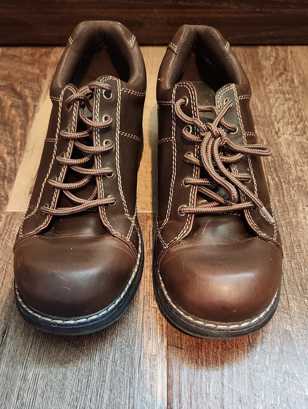 LOWER EAST SIDE Brown Leather Lace-Up Derby Sneakers